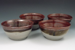 Cereal Bowls White And Plum